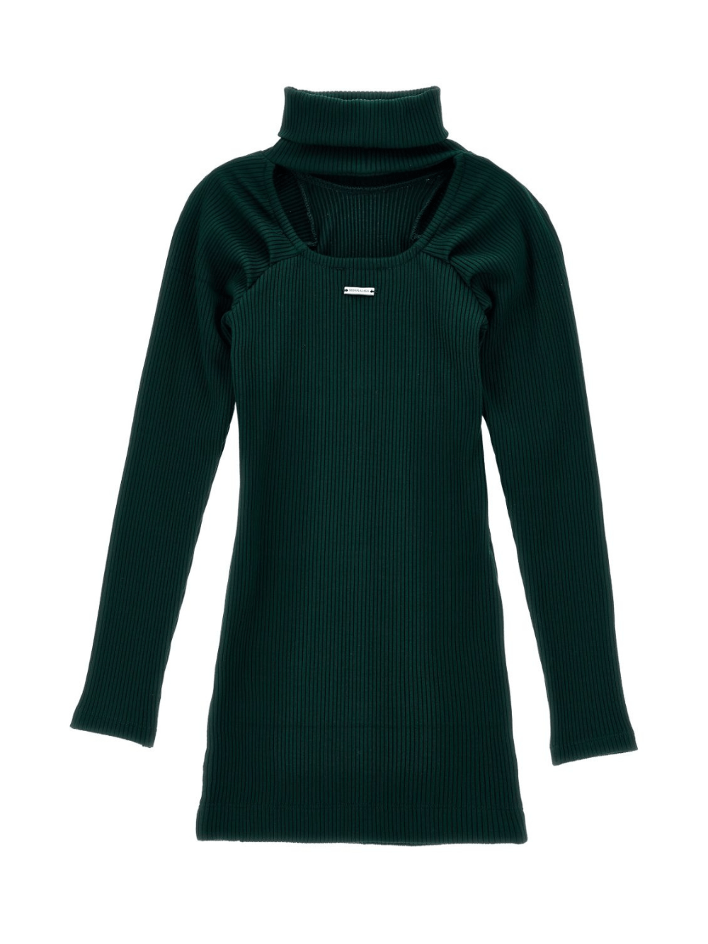 Abito per bambina Monnalisa verde con dettaglio cut - out - Rubino Kids