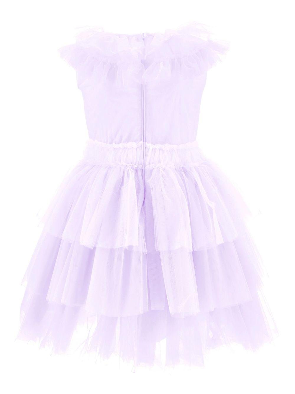 Abito per bambina Monnalisa viola con colletto con ruches - Rubino Kids