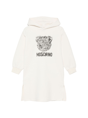Moschino Kids white hooded dress for girls