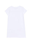 Abito per bambina Moschino Kids bianco con logo in strass - Rubino Kids