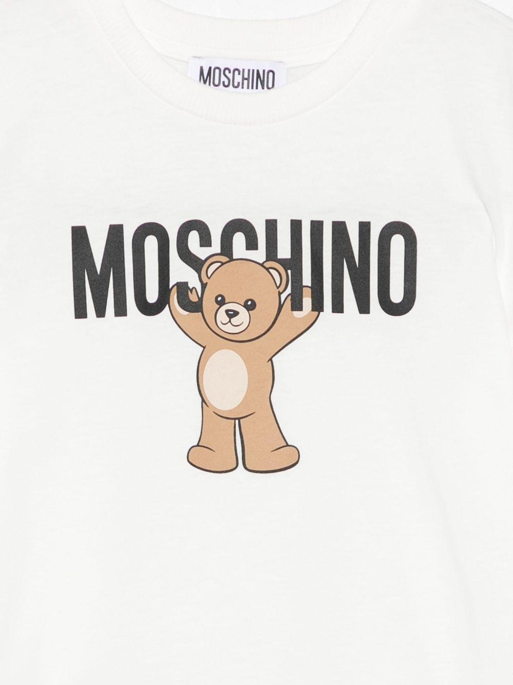 Abito per bambina Moschino Kids bianco con stampa teddy - Rubino Kids
