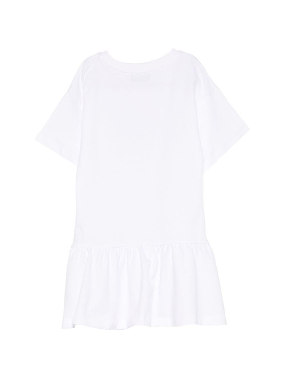 Abito per bambina Moschino Kids bianco con stampa Teddy - Rubino Kids