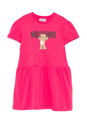 Moschino Kids fuchsia dress for girls with teddy print