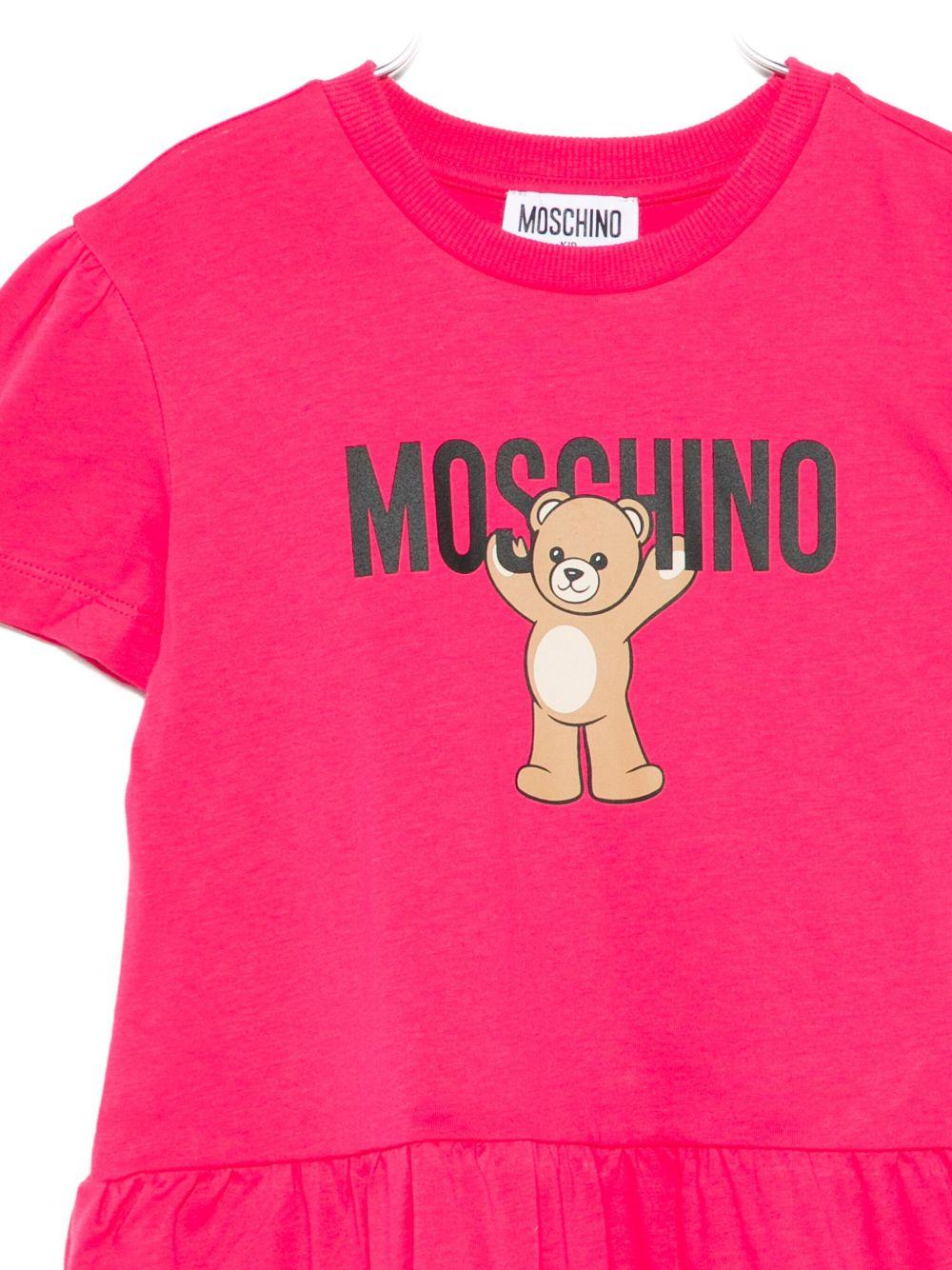 Abito per bambina Moschino Kids fucsia con stampa teddy - Rubino Kids
