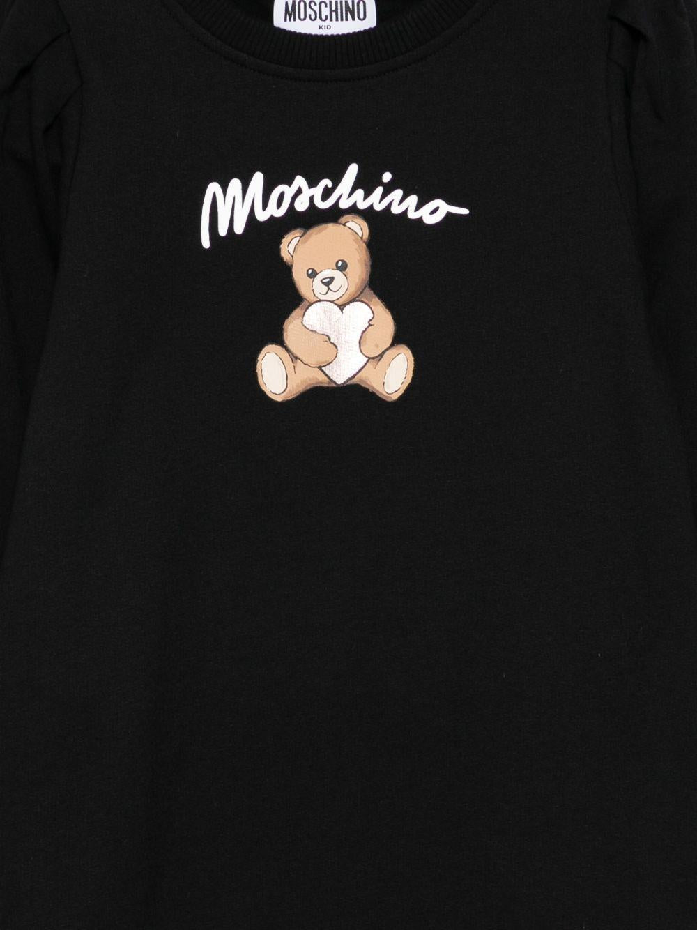 Abito per bambina Moschino Kids nero con stampa Teddy Bear - Rubino Kids