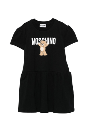 Moschino Kids black dress for girls with teddy print