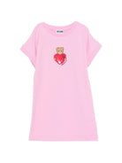 Abito per bambina Moschino Kids rosa con stampa grafica Teddy Bear - Rubino Kids