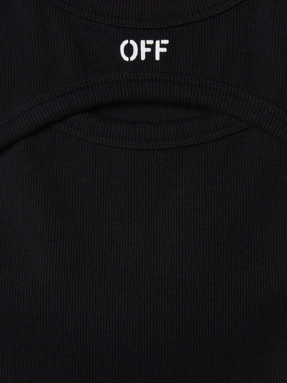 Abito per bambina Off - White Kids Off - stamp nero a coste - Rubino Kids