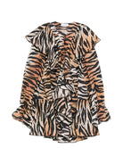 Abito per bambina Pinko Kids animalier con ruches - Rubino Kids