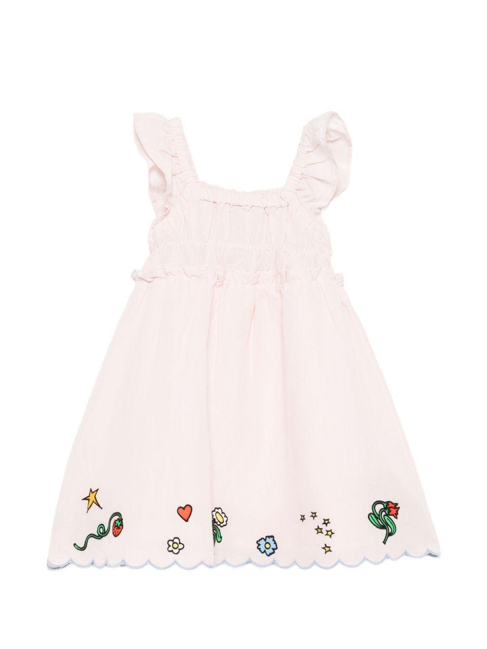Abito per bambina Stella McCartney Kids rosa con ricami floreali - Rubino Kids