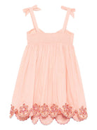 Abito per bambina ZIMMERMANN Kids pesca ricamato con orlo smerlato Cascadian Ric Rac - Rubino Kids