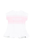 Abito per neonata Balmain Kids bianco con ruches - Rubino Kids
