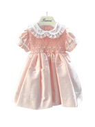 Abito per neonata Baroni rosa in tulle con colletto in pizzo - Rubino Kids