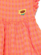 Abito per neonata Bobo Choses Vichy arancione con ricamo a fiori - Rubino Kids
