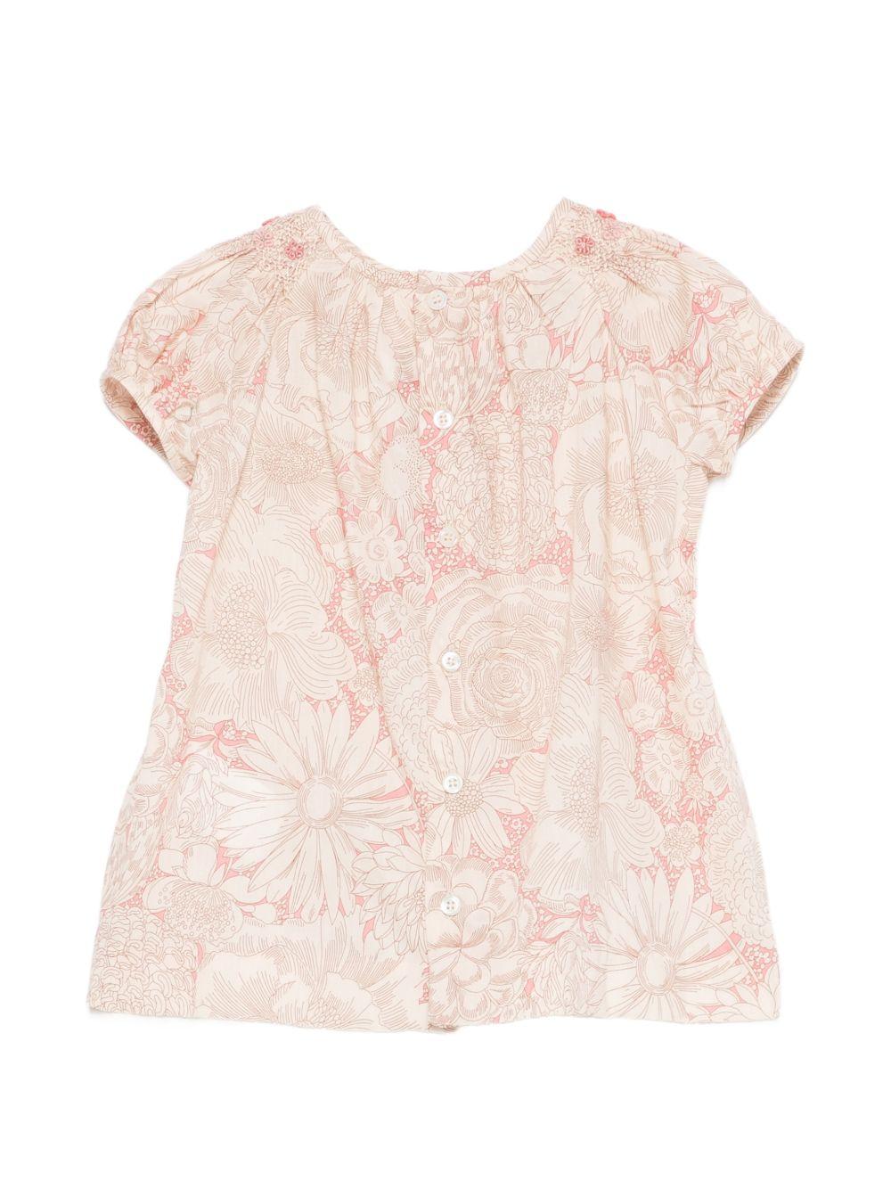 Abito per neonata Bonpoint beige con stampa a fiori all - over - Rubino Kids