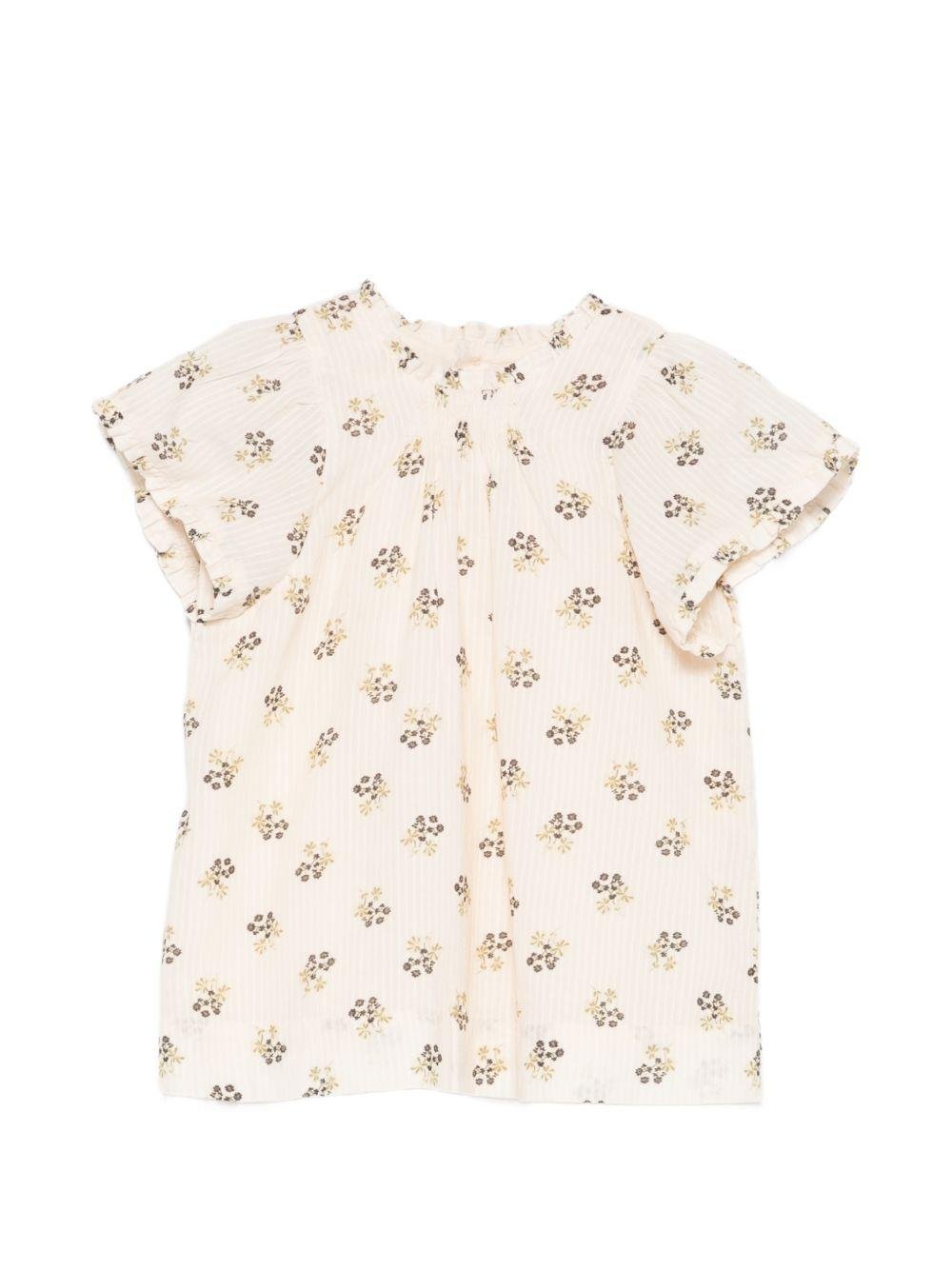 Abito per neonata Bonpoint beige con stampa a fiori all - over - Rubino Kids