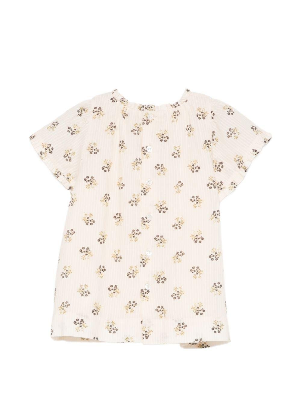 Abito per neonata Bonpoint beige con stampa a fiori all - over - Rubino Kids
