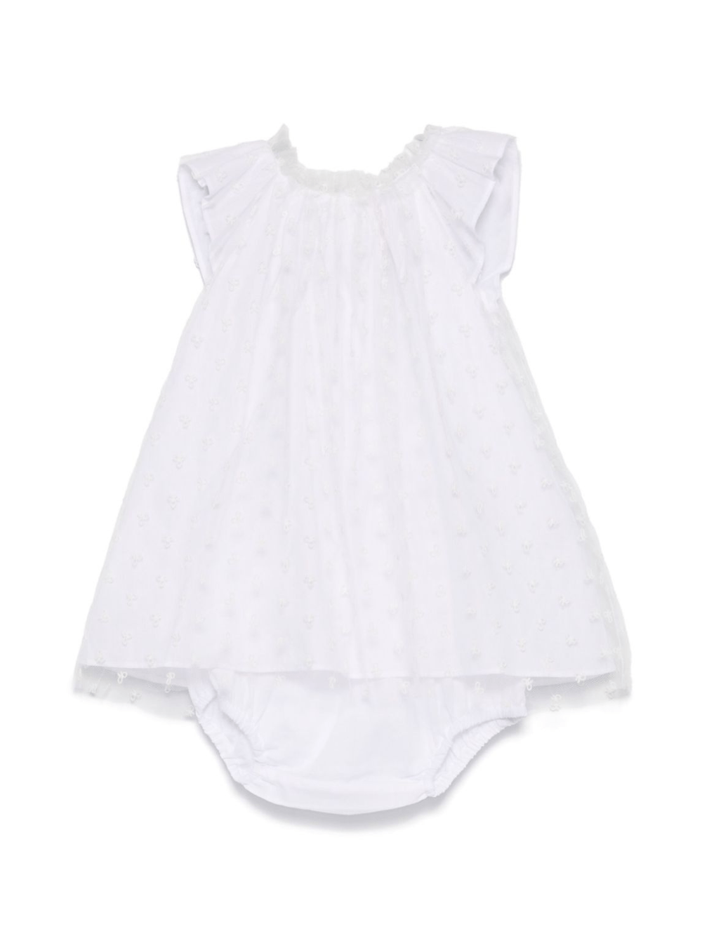 Abito per neonata Bonpoint nuage bianco con rifinitura con ruches - Rubino Kids