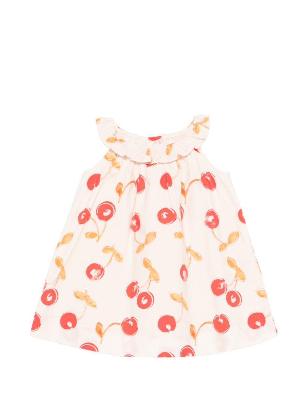 Abito per neonata Bonpoint rosa con stampa ciliegie all - over - Rubino Kids