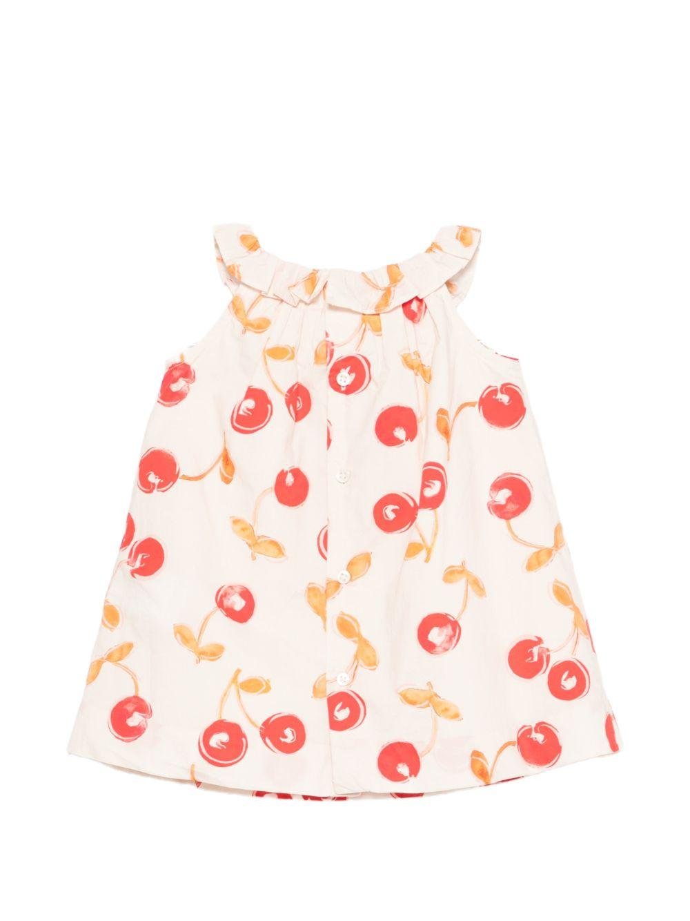 Abito per neonata Bonpoint rosa con stampa ciliegie all - over - Rubino Kids