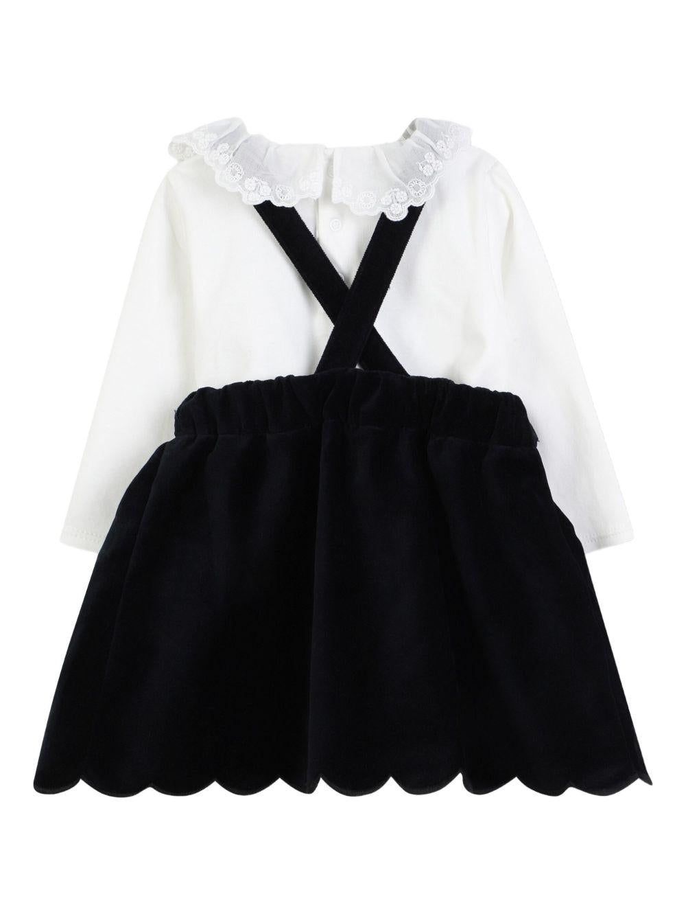 Abito per neonata Chloé Kids blu con colletto arricciato - Rubino Kids