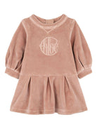 Abito per neonata Chloé Kids rosa con logo ricamato - Rubino Kids
