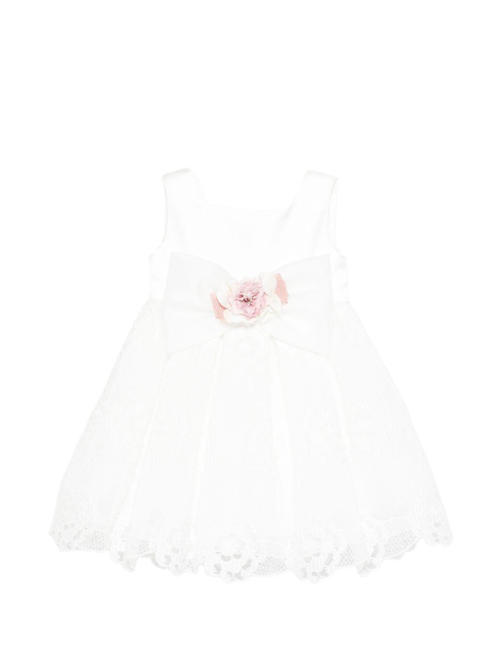 Abito per neonata Colorichiari bianco con applicazione fiori - Rubino Kids