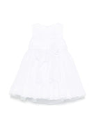 Abito per neonata Colorichiari bianco con arricciatura e applicazione a fiori - Rubino Kids