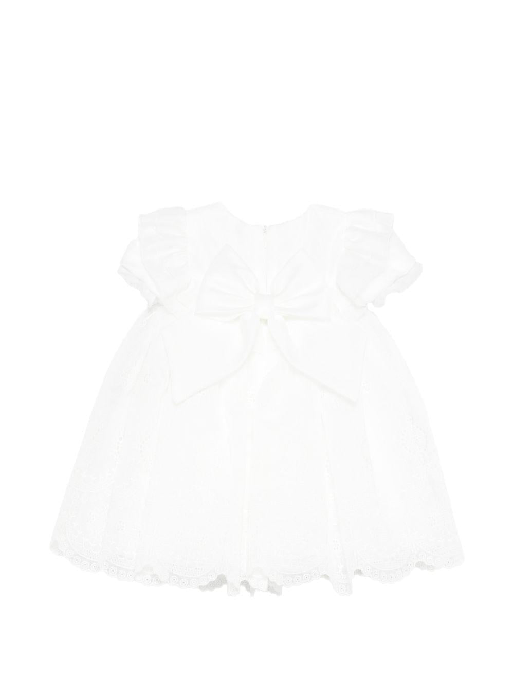 Abito per neonata Colorichiari bianco con ruches e applicazioni floreali - Rubino Kids