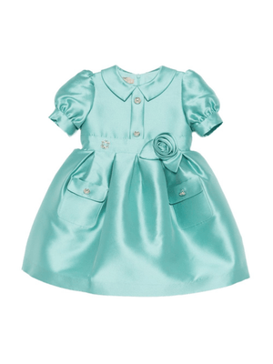 Abito per neonata Elie Saab Junior azzurro con decorazione a forma di rosa