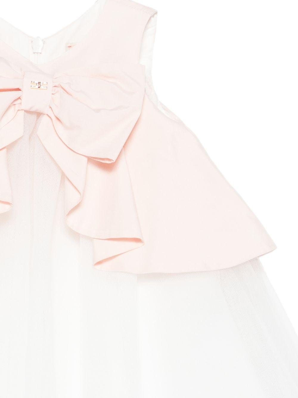 Abito per neonata Elisabetta Franchi La Mia Bambina bianco con applicazione fiocco - Rubino Kids