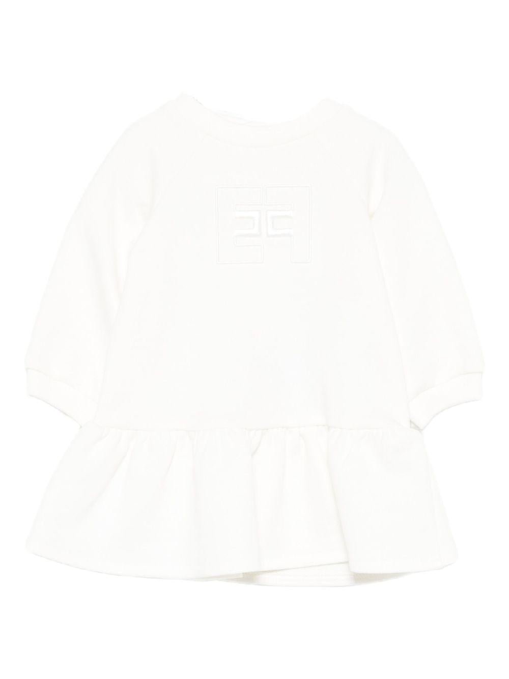 Abito per neonata Elisabetta Franchi La Mia Bambina bianco con logo ricamato - Rubino Kids