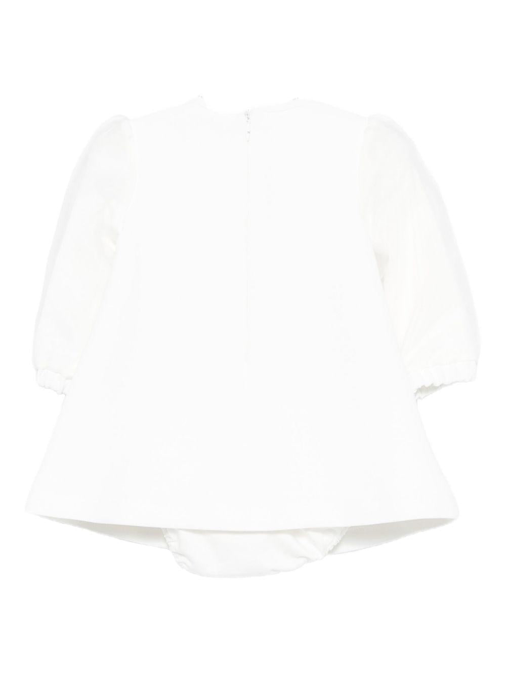 Abito per neonata Elisabetta Franchi La Mia Bambina bianco con maniche a palloncino - Rubino Kids