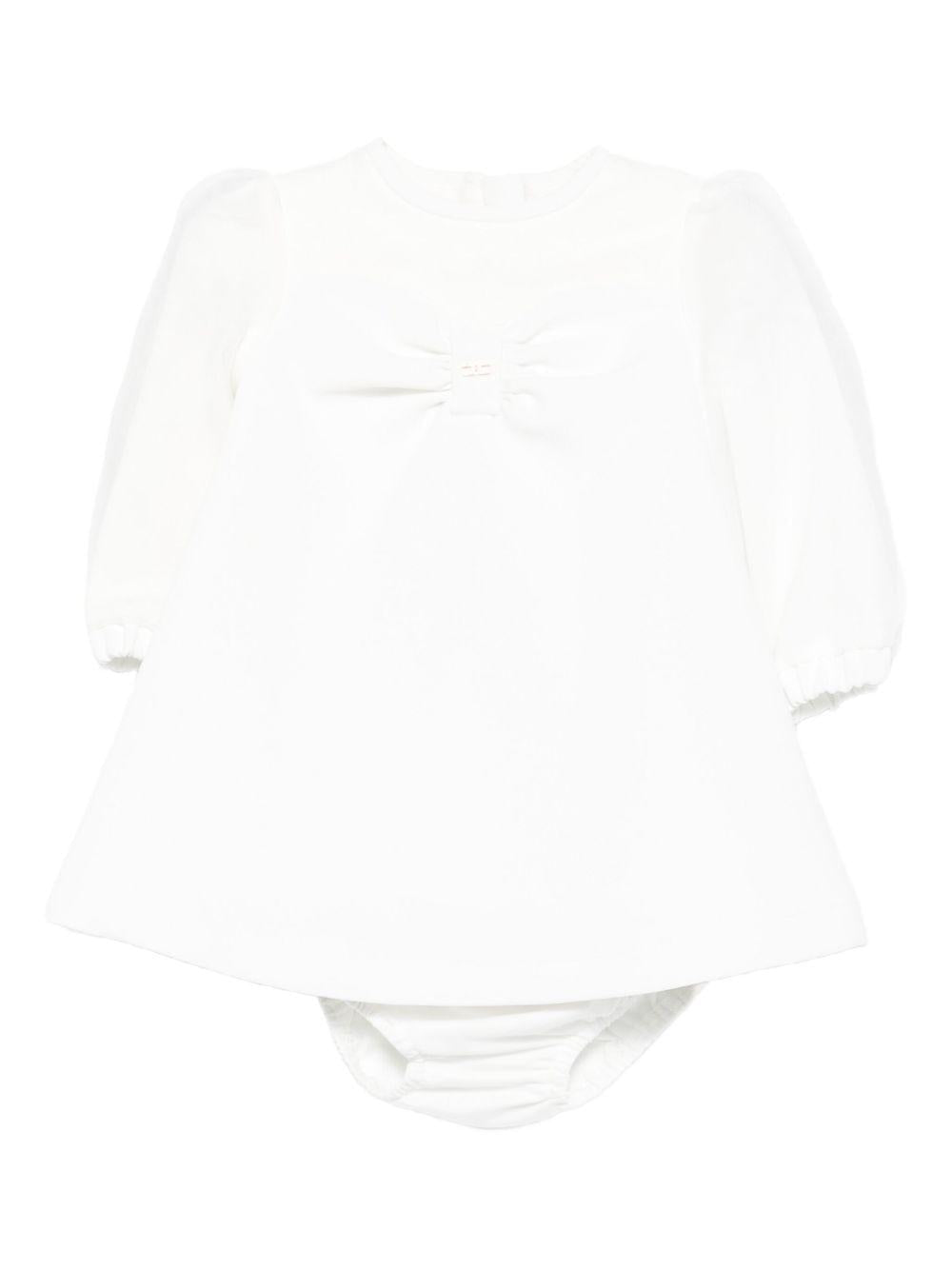 Abito per neonata Elisabetta Franchi La Mia Bambina bianco con maniche a palloncino - Rubino Kids