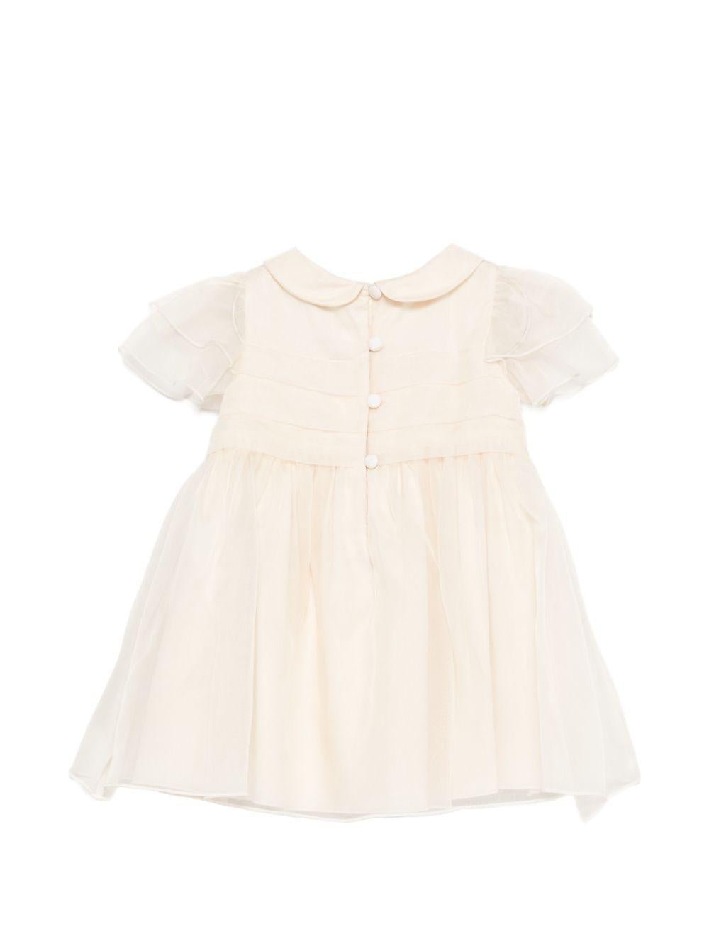 Abito per neonata Emporio Armani Kids beige con colletto alla Peter Pan - Rubino Kids