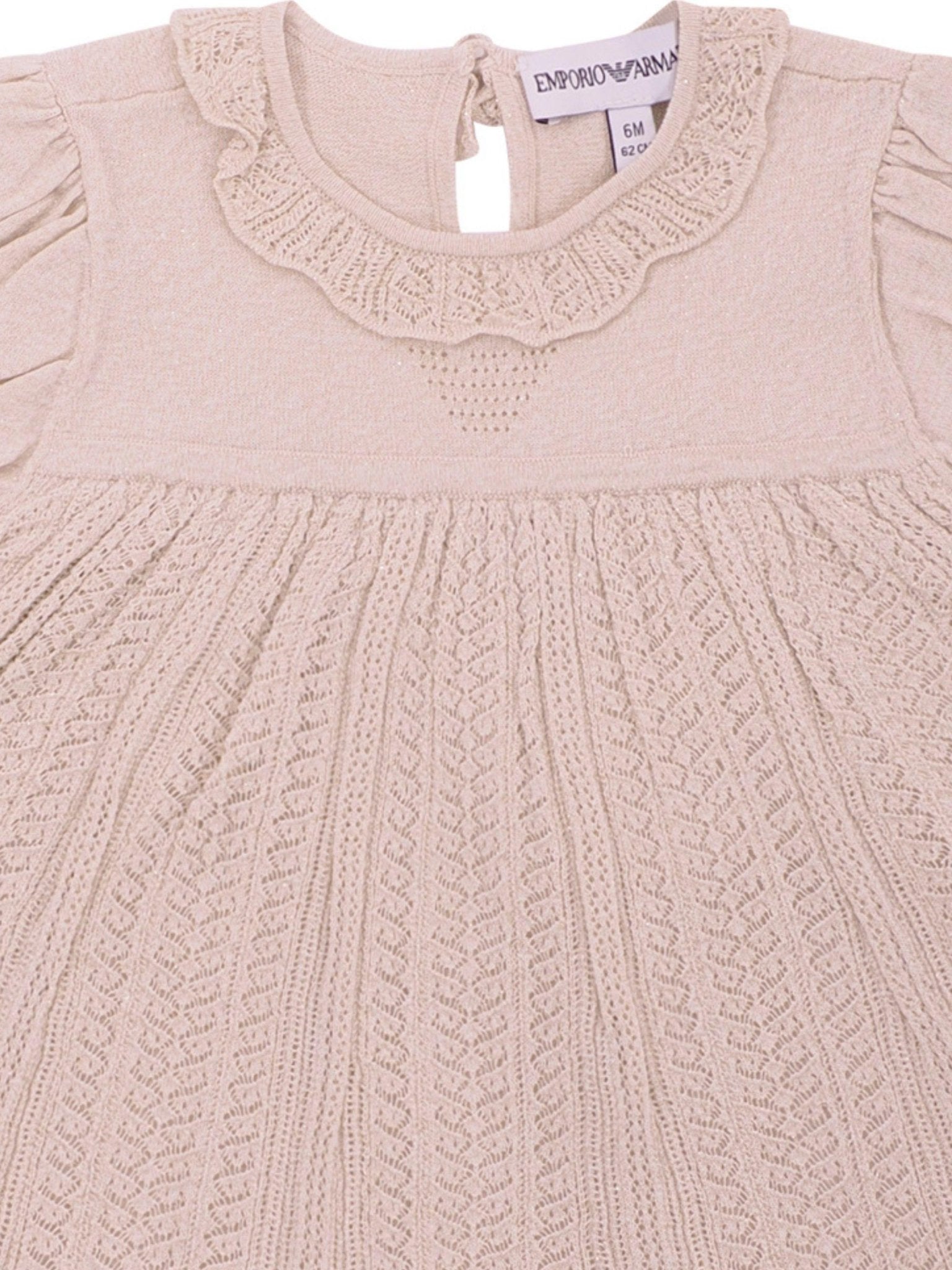 Abito per neonata Emporio Armani Kids beige con dettagli in pizzo - Rubino Kids
