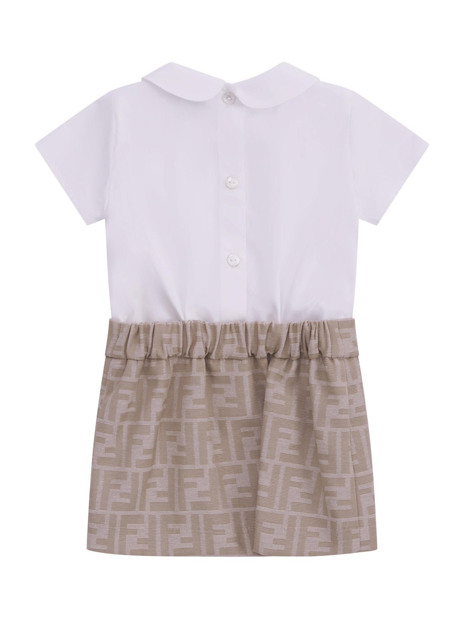 Abito per neonata Fendi Kids beige con gonna in tessuto jacquard - Rubino Kids