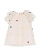 Abito per neonata Fendi Kids bianco con motivo monogramma FF - Rubino Kids