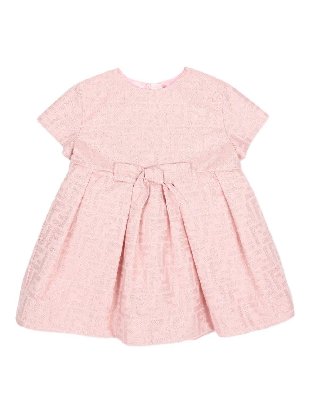 Abito per neonata Fendi Kids rosa con fiocco sul davanti - Rubino Kids