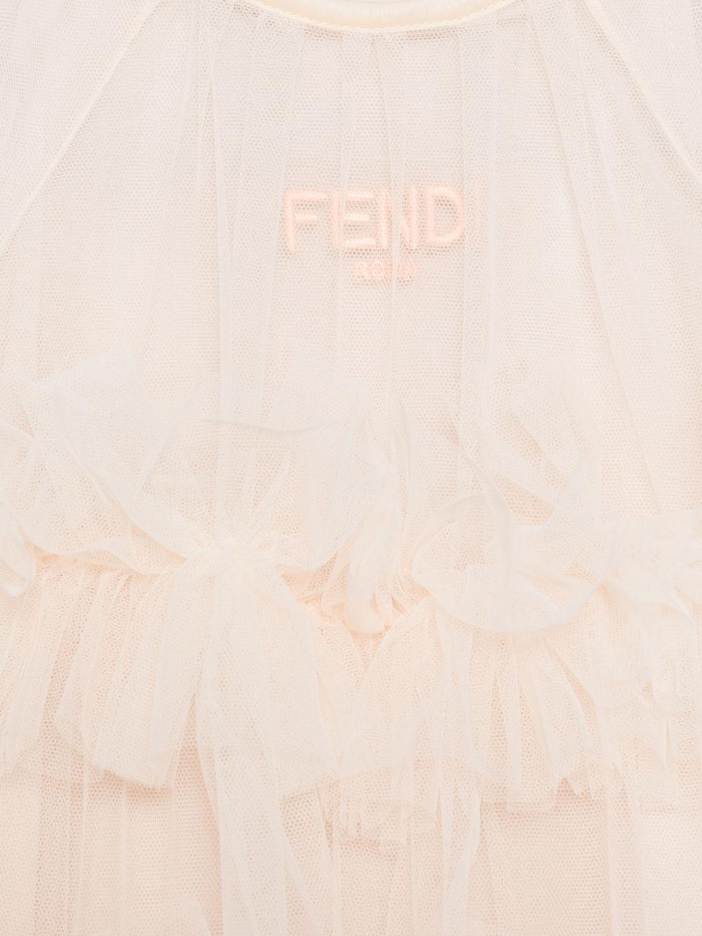 Abito per neonata Fendi Kids rosa con ricamo logo sul davanti - Rubino Kids