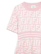 Abito per neonata Fendi Kids rosa con stampa monogramma FF - Rubino Kids