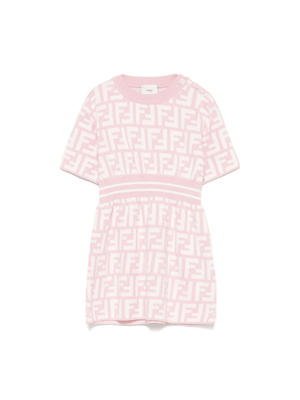Abito per neonata Fendi Kids rosa con stampa monogramma FF
