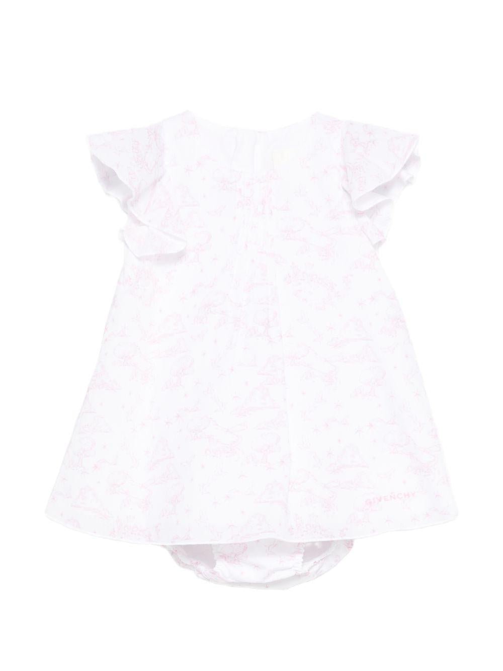 Abito per neonata Givenchy Kids bianco con stampa grafica all - over - Rubino Kids