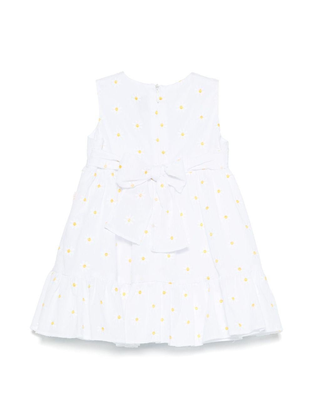 Abito per neonata Il Gufo bianco con ricamo a fiori con chiusura con nodo - Rubino Kids