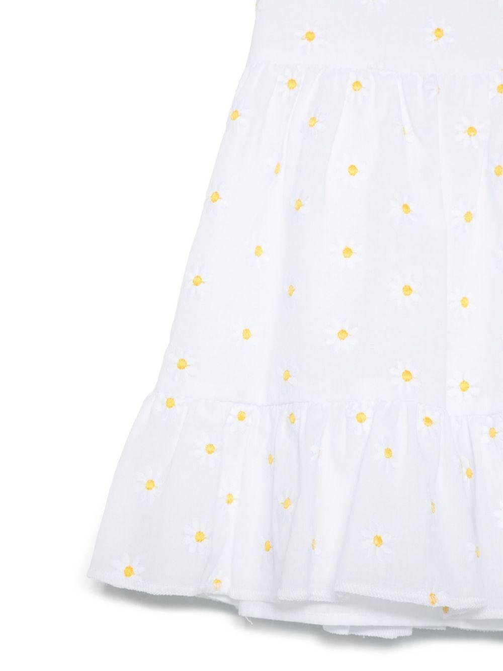 Abito per neonata Il Gufo bianco con ricamo a fiori con chiusura con nodo - Rubino Kids