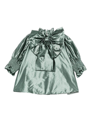 Jesurum Baby green baby girl dress with bow detail