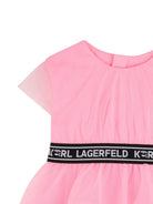 Abito per neonata Karl Lagerfeld Kids rosa con rifinitura logo - Rubino Kids