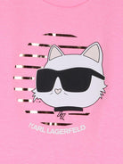 Abito per neonata Karl Lagerfield Kids rosa con stampa ikon choupette - Rubino Kids
