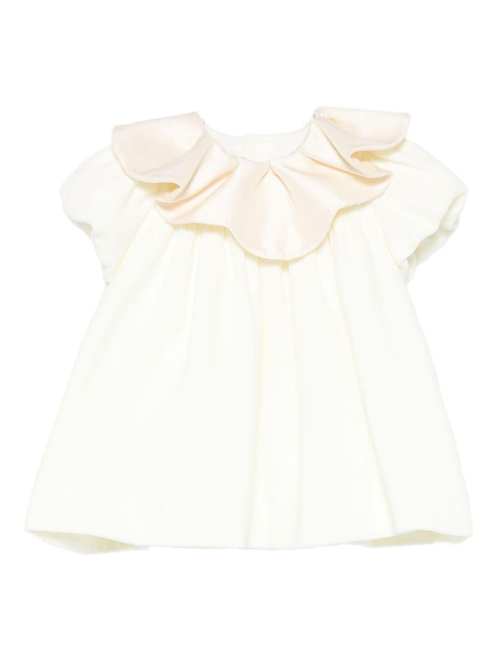 Abito per neonata La Stupenderia bianco con colletto arricciato - Rubino Kids