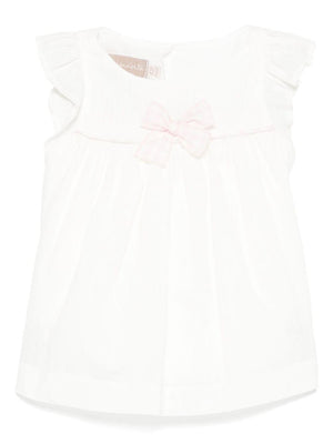 La Stupenderia white linen blend baby girl dress
